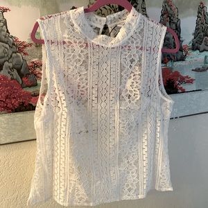 New with tags cream lace mock neck tank top